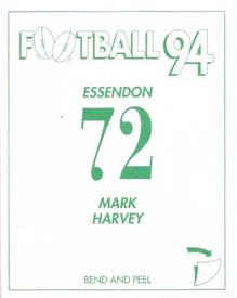 1994 Select AFL Stickers #72 Mark Harvey Back